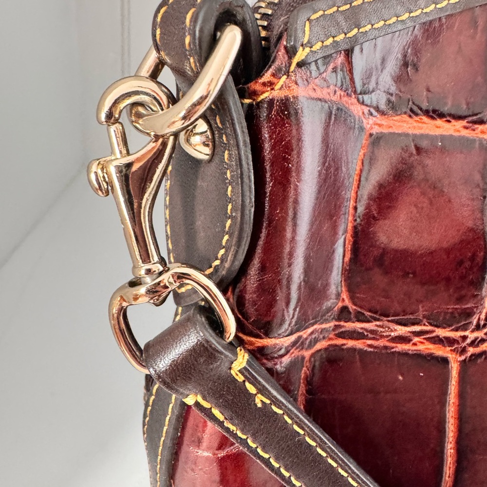 SOLD: Dooney & Bourke Croc-Embossed Leather Satchel - Picture 9 of 14
